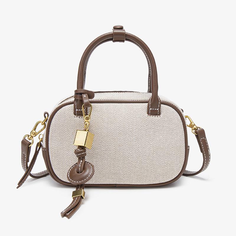 Mini Borsa a Tracolla con Impunture per Donna Design Lussuoso Vintage Colore Solido Tracolla Larga Piccola Spallina Borsa a Mano