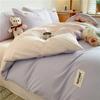 New Pure Cotton Labeled Bedding Set Simple Solid Double-Sided Color Quilt Cover Sets Soft Cozy Breathable Textile Supplies