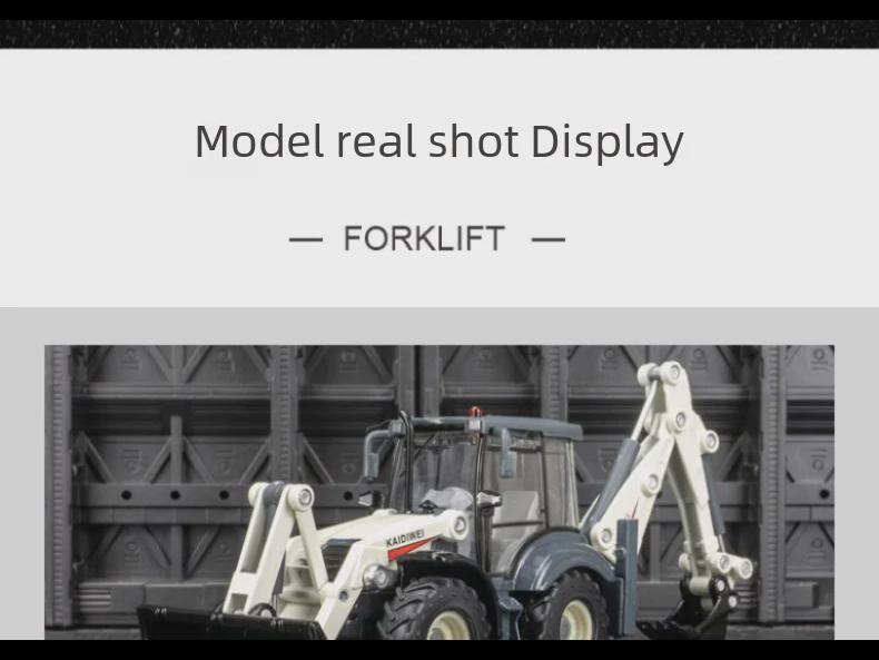 Simulation Double-Head Forklift & Excavator Alloy Model for Kids