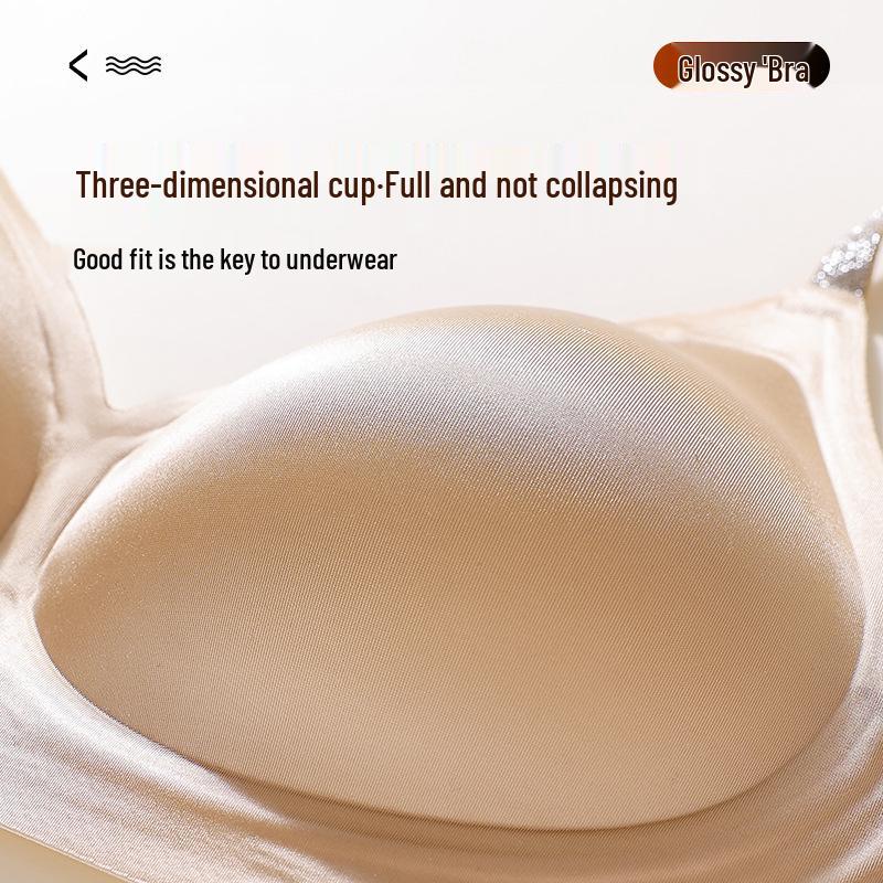 Satin Jelly Soft Support Wire-Free Push-Up Bra with Fixed Cups and Smooth Beautiful Back
