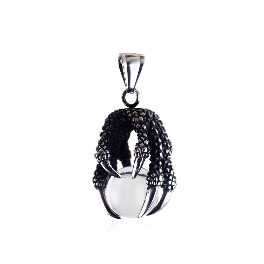 Klasyczny Zdominowany Stal Nierdzewna Smocza Pazur Naszyjnik Mężczyźni Kobiety Kamień Wisiorek Lokomotywa Amulet Biżuteria