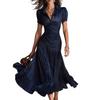 European and American new hot-selling retro striped satin pleated dress