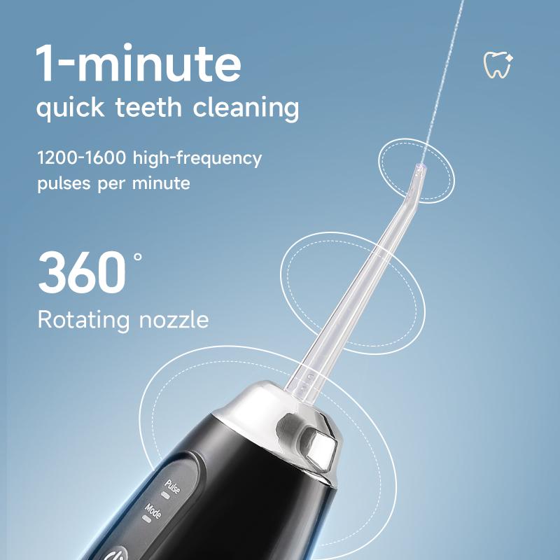 Portable Electric Water Flosser Oral Irrigator 4 Jet 3 Mode Rechargeable Dental Teeth Cleaner for Home Travel Use