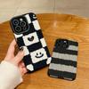 Vertical Grain Leather Shell Cute Love Printed Cover Patterned Soft Silicone Case with Camera Lens Full Protection for iPhone