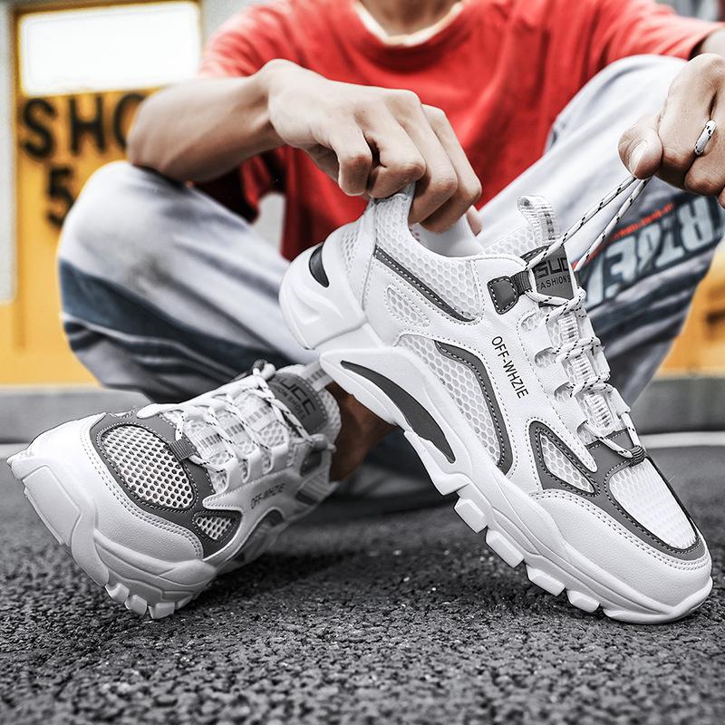 Herren Mesh-Sneaker mit klobiger Sohle, Akzent, Lässige Modeschuhe