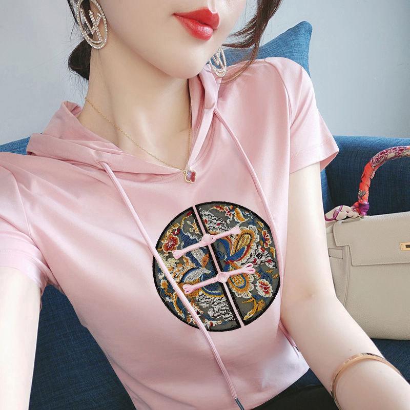 

Women’s Ethnic Style Cotton Hooded Short Sleeve Casual Top L [Recommended 100-110 lbs]