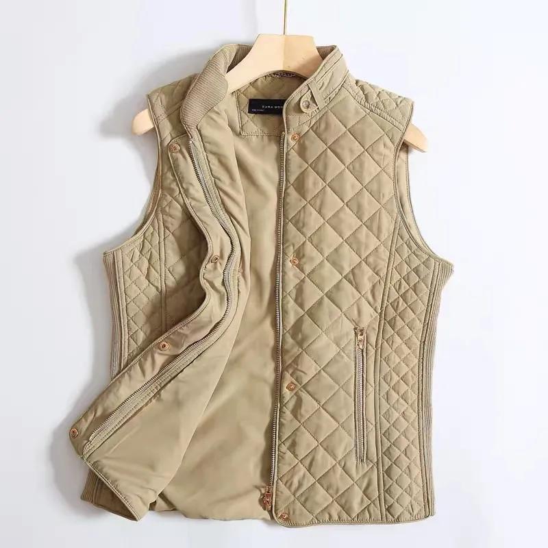 Women Autumn/winter Slim Stand Collar Sleeveless Zipper Jacket Quilted Thicken Warm Vest  Female Short Casual Jacket Tops