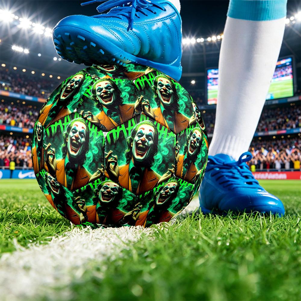 Joker Printed Size 5 Standard Football, Waterproof PU Training Soccer Ball for Outdoor Sports
