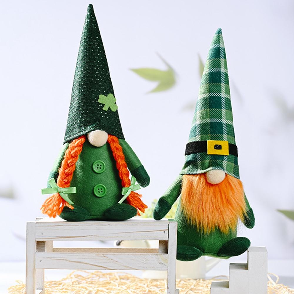 J1UL1N St. Patrick's Day Gnome Decorations Irish Leprechaun Swedish Ornaments Spring Plush Gnome Scandinavian Tomte Elf Dwarf