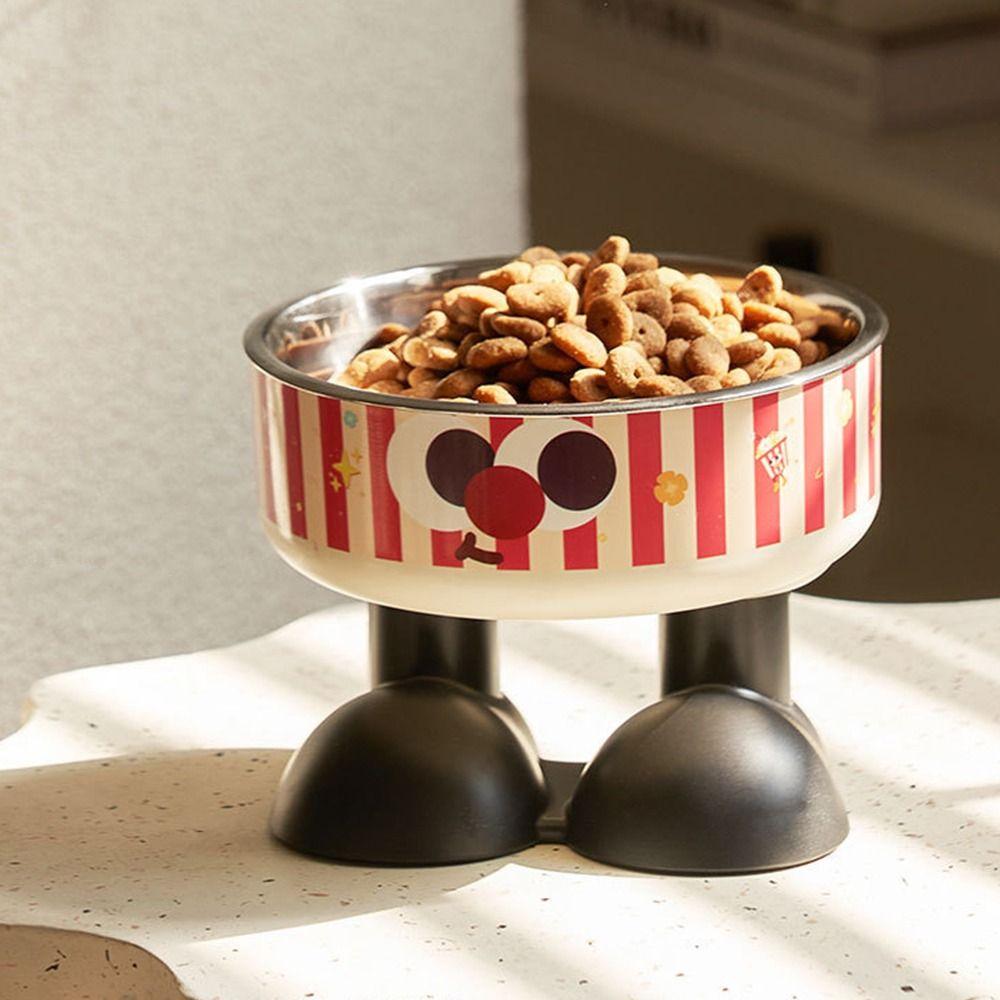 High-legged Cute Cat Food Bowl Cartoon Puppy Water Feeder  Cat Feeder Supplies