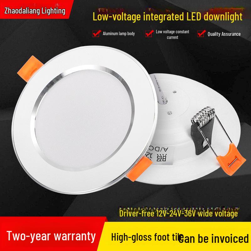 

Low Voltage 12V-36V Ultra-Thin LED Downlight for RVs and Boats, 24V Driver-Free, Embedded Design. DC24V White, Cut-out 5-6cm, Small 3W