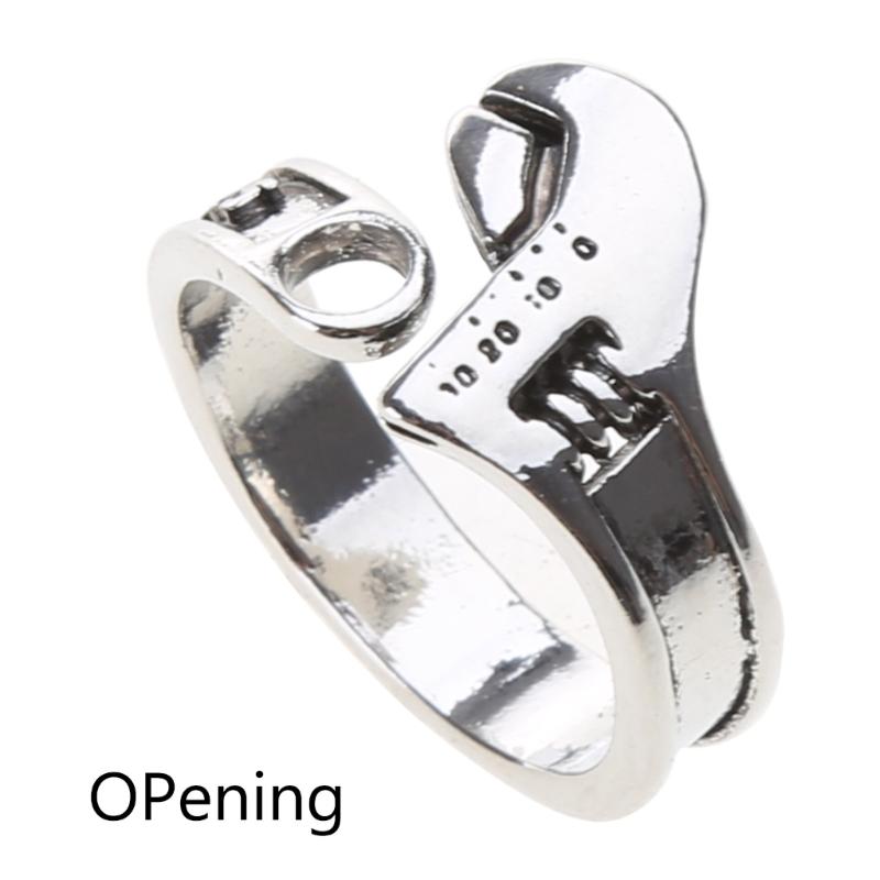 Vintage Adjustable Rings Retro Wrench Rings Open Rings Wrench Finger Rings Wrench Adjustable Ring Alloy Material for Men