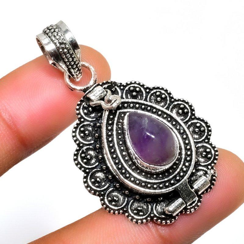 

Ювелирный кулон ручной работы с аметистом и драгоценным камнем 925 пробы, посеребренный, 1,70 дюйма