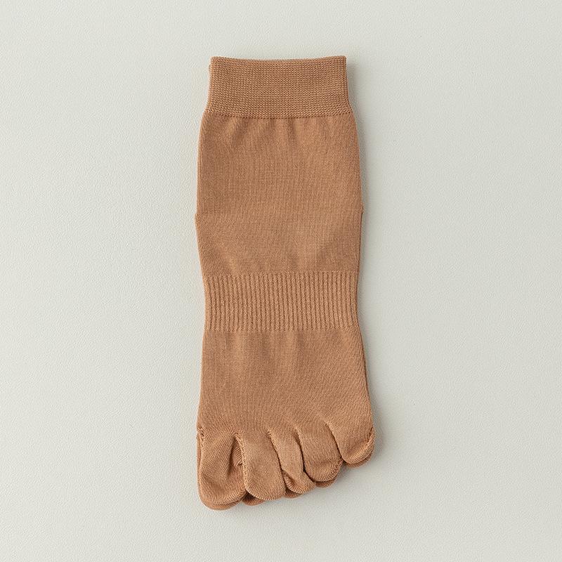 Calzini da Donna Antibatterici in Cotone Pettinato con Dita Separate - Colore Unito, a Metà Polpaccio, Primavera/Autunno