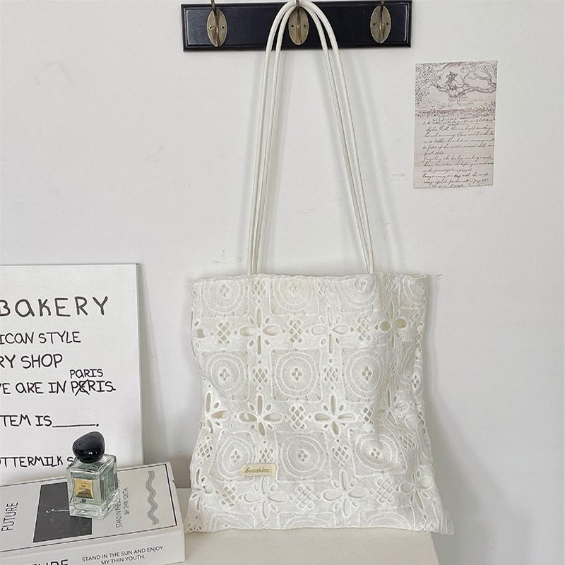Fairy Petite Ditsy Floral Lace Shoulder Bag,Cottagecore Hollow Women Country Style Tote Bag,Sweet Cute Rustic Chic Lady Handbag