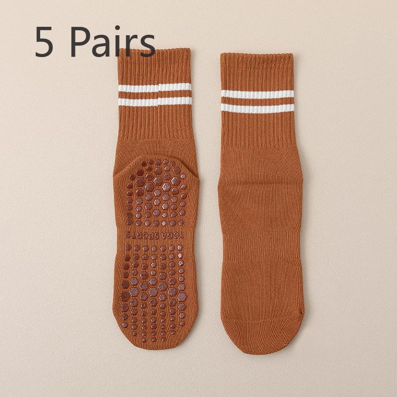 

5 пар женских носков для йоги, нескользящих и не имеющих запаха, для спорта и фитнеса, длиной до середины голени 5 Pairs оранжевый