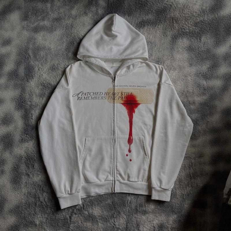 European and American autumn and winter trendy personalized pattern letter print zipper men's and women's long sleeved hoodie