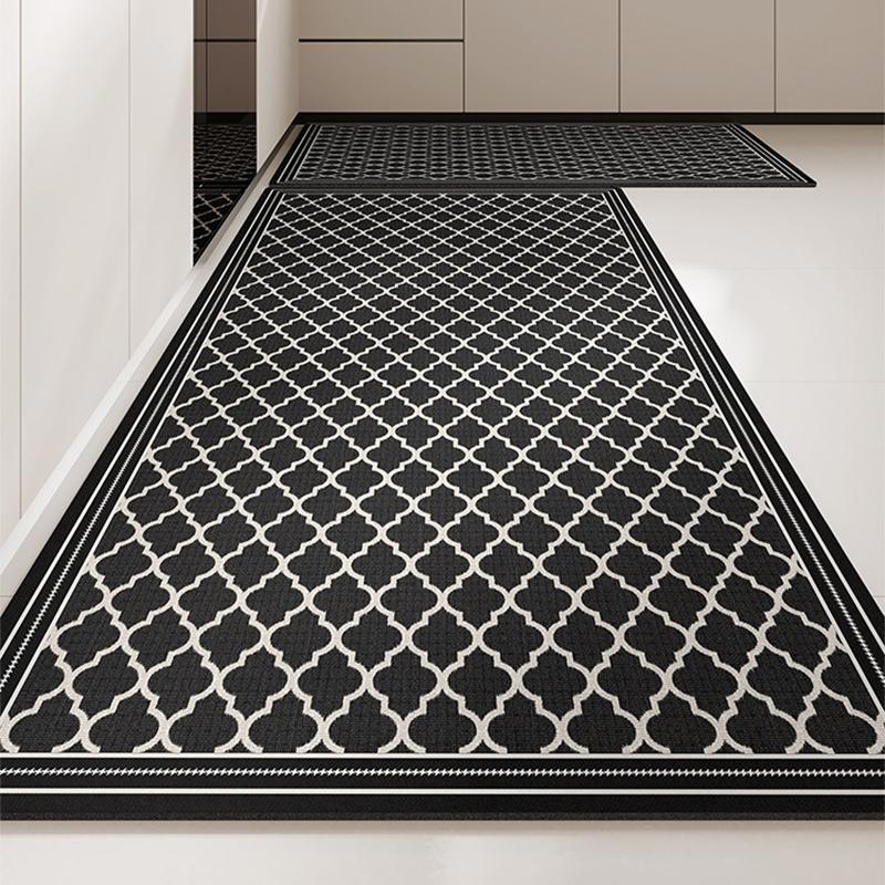 Mat for Kitchen Waterproof Carpet Runner Rug Pvc Leather Anti-slip Floor Mats Long Carpets Black Luxury Home Decoration Rugs