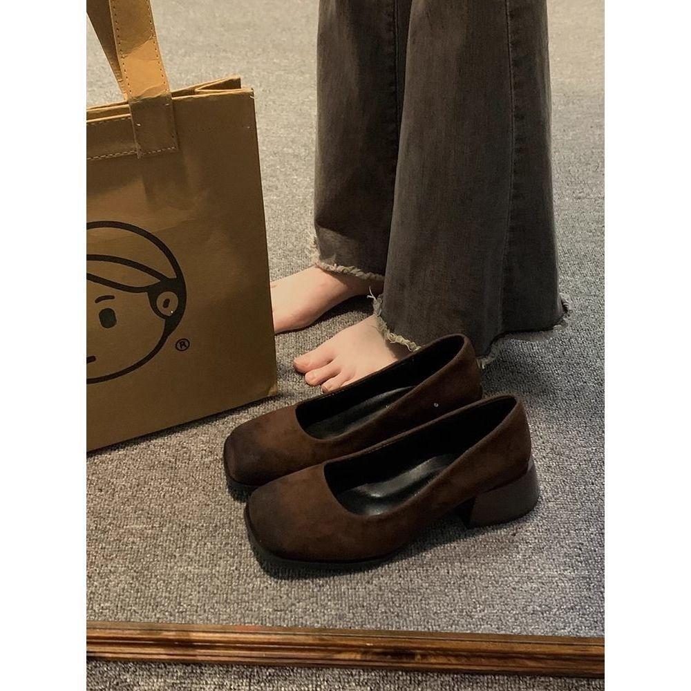Summer Internet celebrity  retro soft sole explosion Mary Jane shoes height not tired versatile feet square head single shoes thick heel spring
