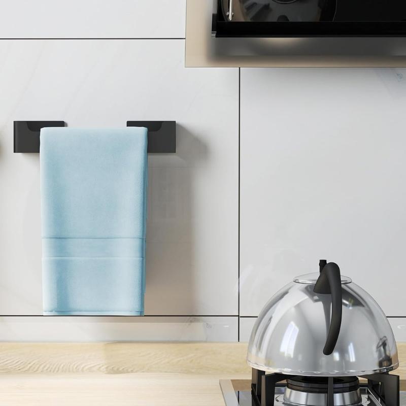 Auto Stick Bathroom Towel Rack 30cm Aluminum Wall Mounted Towel Holders Simple Installs for Kitchens Not Holes Required