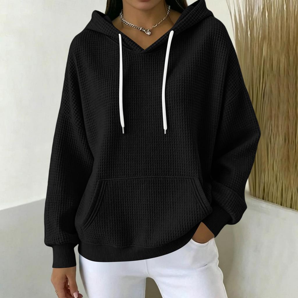 Women's Long Sleeve Hooded Pullover Sweatshirt with Pockets Color