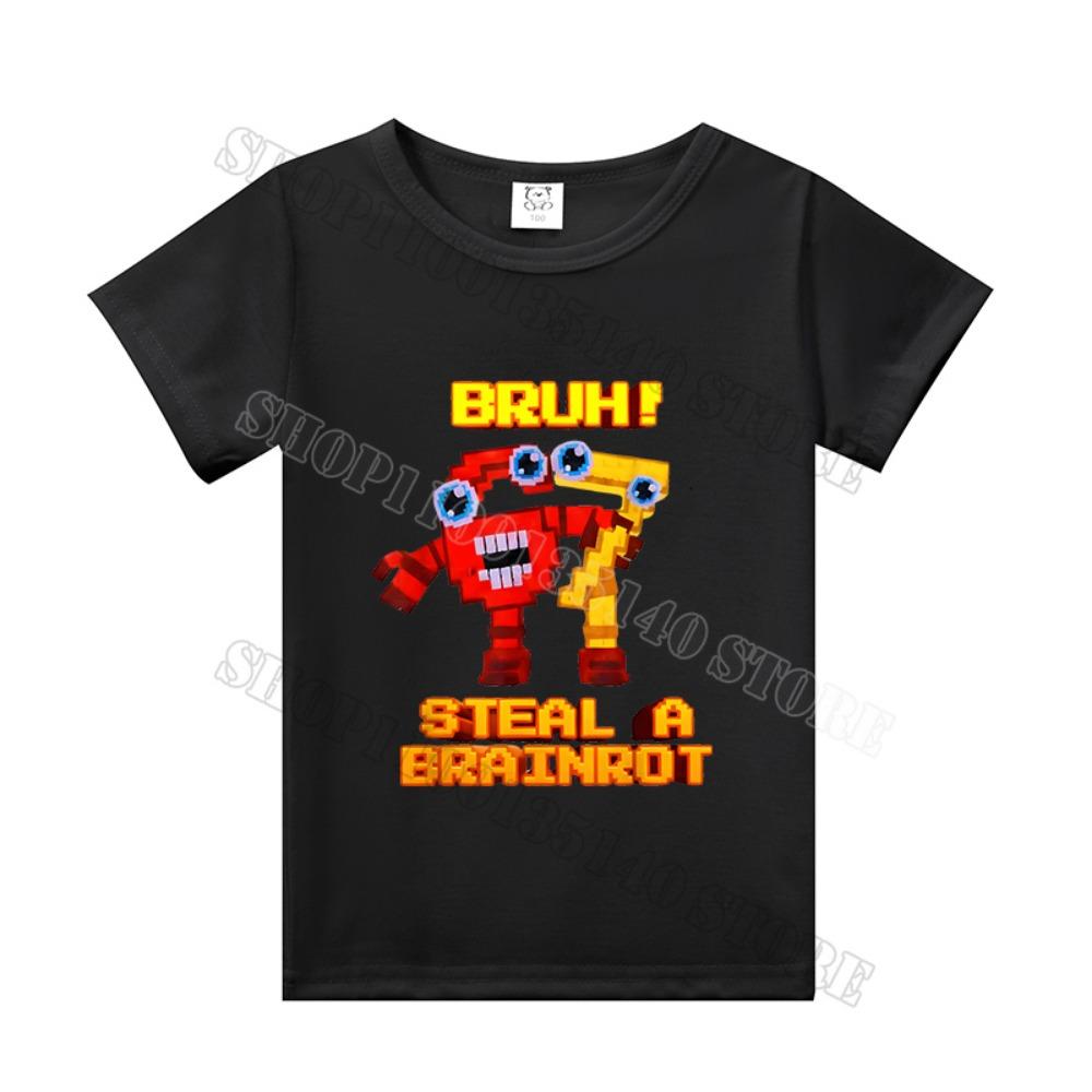 Steal A Brainrot Short Sleeve Children T-shirt 67 Six Seven Cotton Tops Tshirt Boys Girls Clothing Fashion Funny Kid Tee Shirts