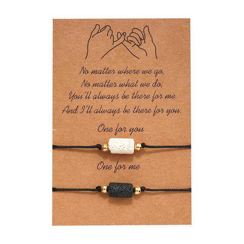 Neues Charm-Armband für Freundschaftspaare, 2 Stück/Set, Vulkanstein-Armband, Perlenarmbänder, Frauen, Mann, glücklicher Wunschschmuck