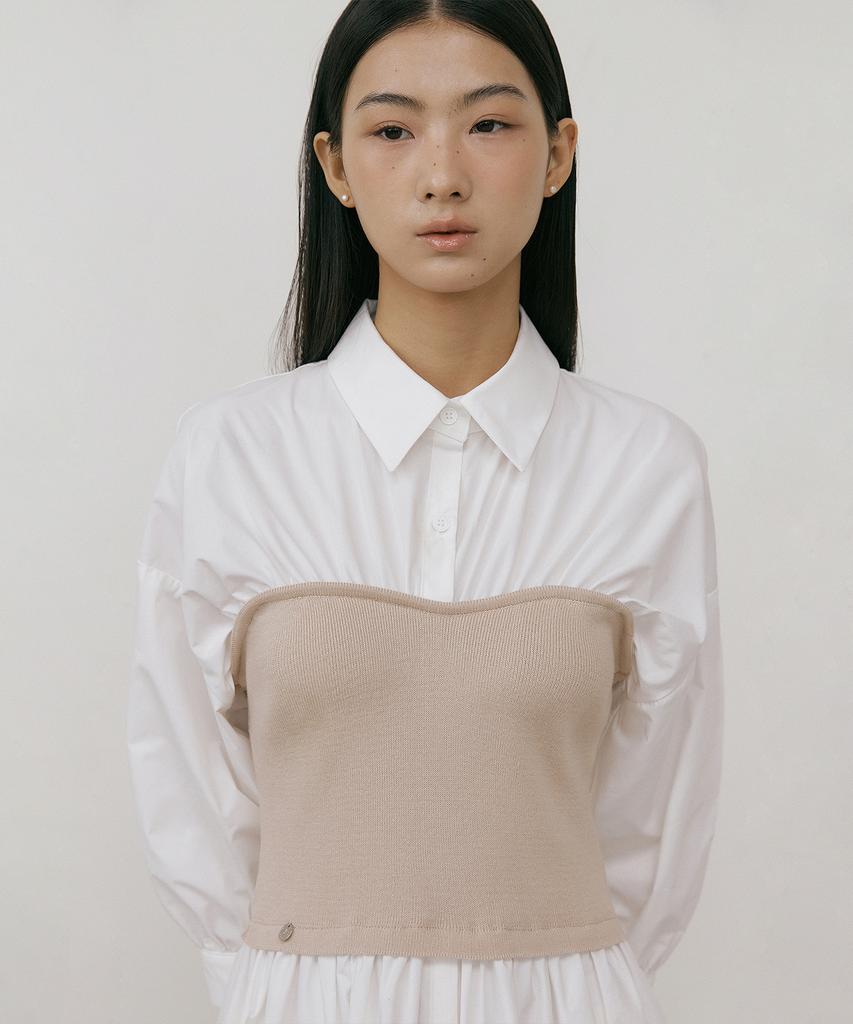 Lucirju Evening Shirt Long One-Piece (Beige)