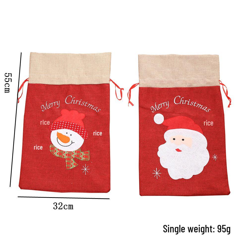Santa Claus Burlap Christmas Gift and Candy Tote Bag