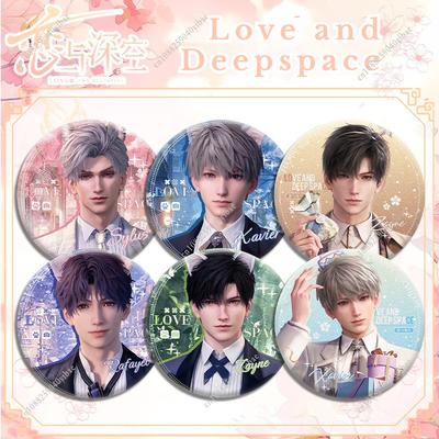 Hot Love and Deepspace Sylus Rafayel Zayne Xavier 75MM Anime Cosplay Shiny Badge Brooch Pin Bag Decoration Fans Collection Gift