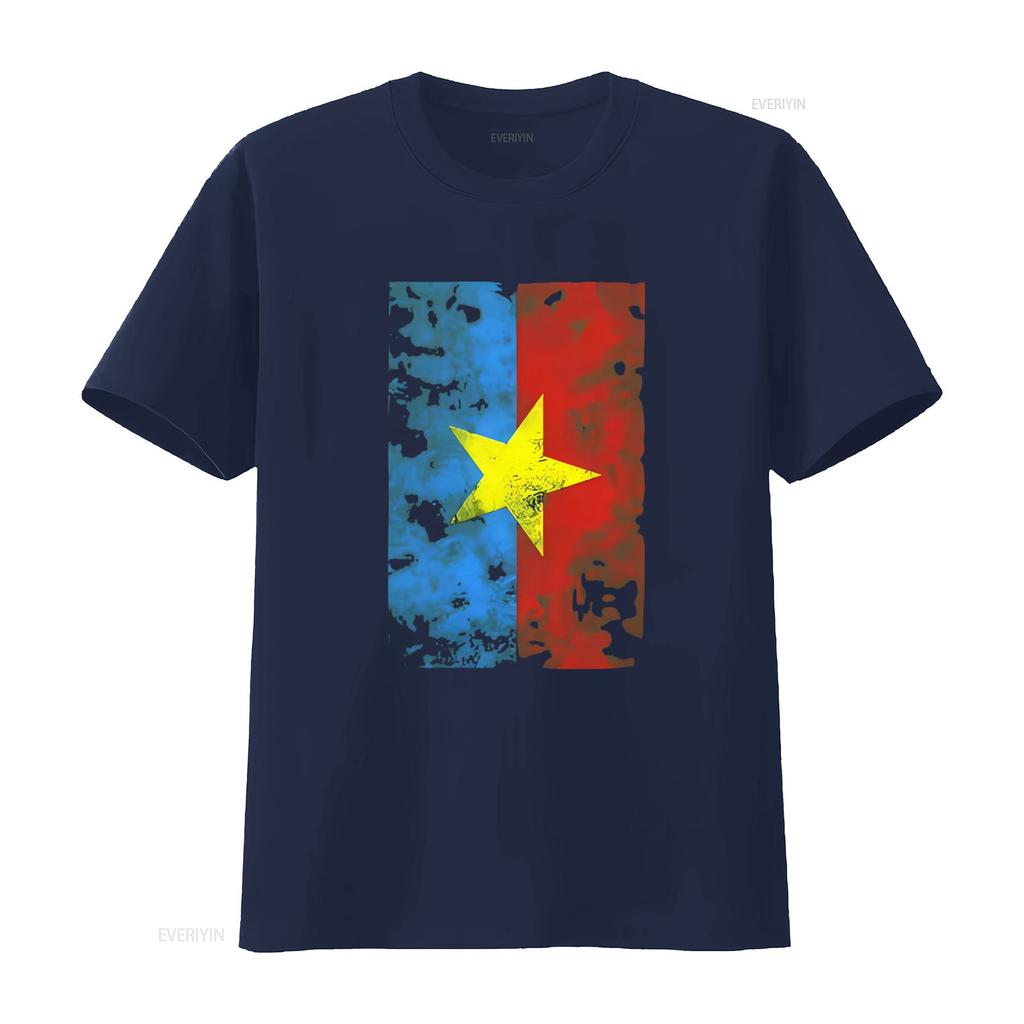 Vietnam Flag Inspired T Shirt with Distressed Star Design Perfect for Patriotic Fashion Statements vintage Washed Unisex