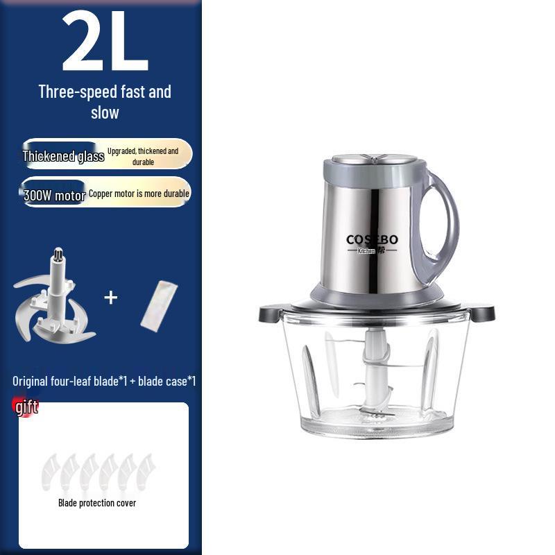 German Multifunctional Meat Grinder and Food Processor with Transparent Glass Cup for Garlic and Chili