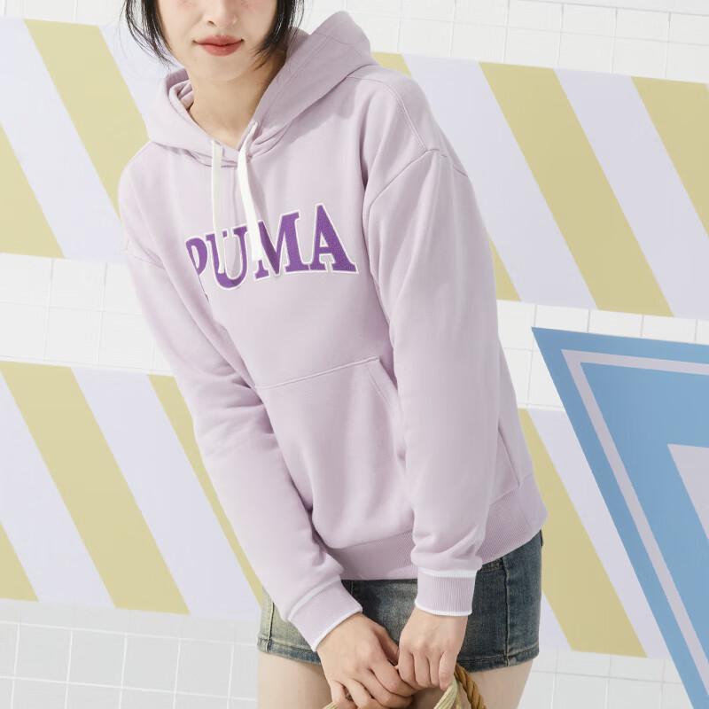 Puma Letter Print Casual Hoodie With Large Pockets Women hoodies Purple 682176-60