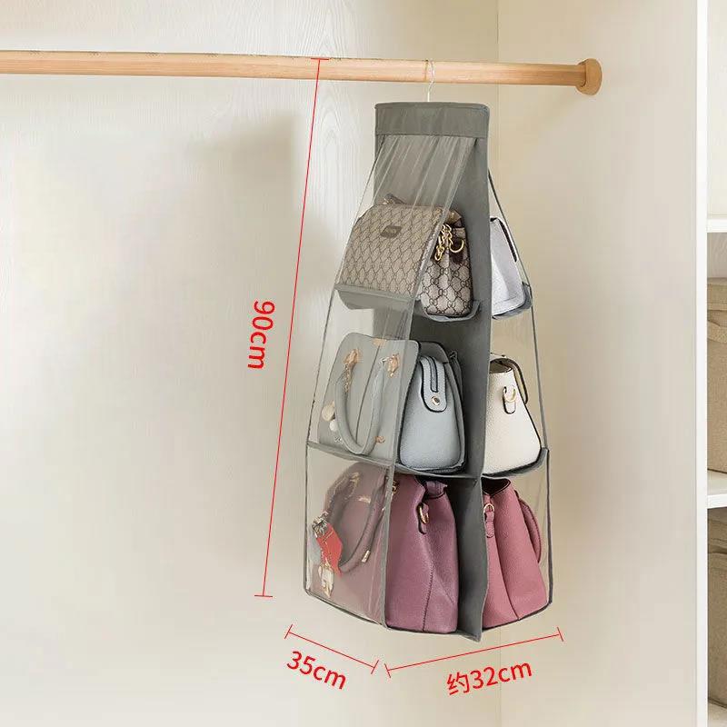 

6 карманов сумка для хранения сумка из ткани утолщенный кошелек мешок для хранения пыли подвесная настенная полка хозяйственная сумка отделка складной гардероб сумка для хранения серый