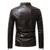 Autumn and winter youth fashion trend casual slim personality men's stand-up collar velvet thickened leather jacket