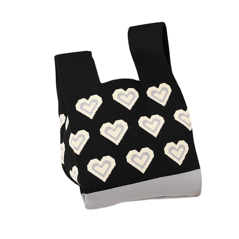 Durable Polyester Fabric Knitted Handheld Bag In 10 Colors For Women