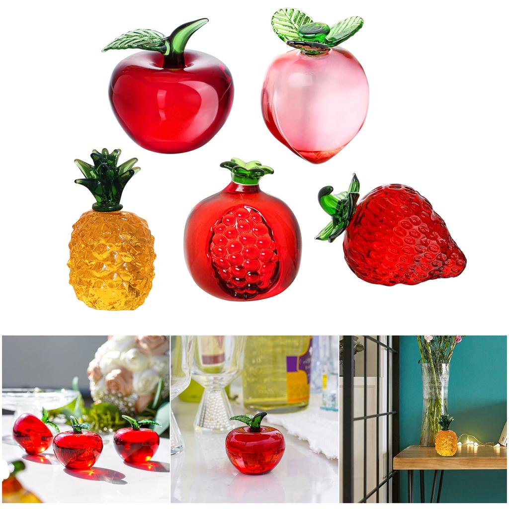 Miniature Glass Fruit Sculpture Realistic Fruit Paperweight for Living Room Tabletop Display and Document Organization