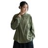 Women's Long-Sleeve Hand-Dyed Ramie Cotton Top with Button Accents - Spring Sun Protection