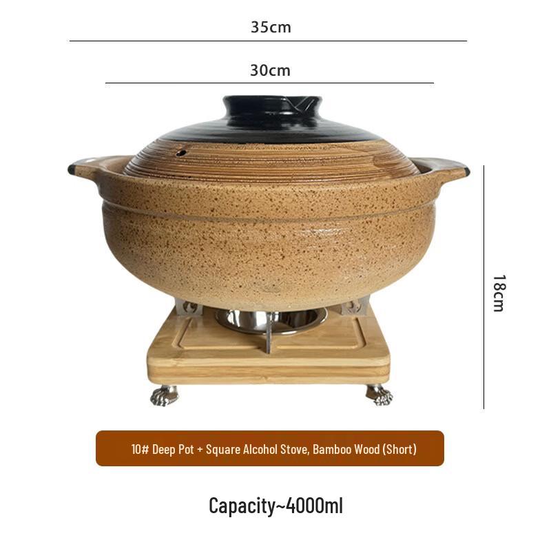 Handun Japanese Ceramic Clay Pot with Square Alcohol Stove