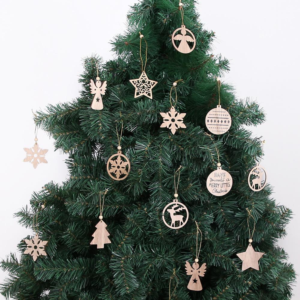 Wooden Christmas Elegant Ornaments Set With Intricate Hollow Designs For Festive Decor