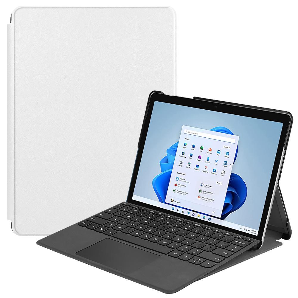 Hoes voor Microsoft Surface Go 4 3 2 GO4 GO3 GO2 10,5 inch 10,5  Standaard PU Leer Voorkant Ondersteuning Tablethoes met Penhouder Surface Go 10.5inch wit