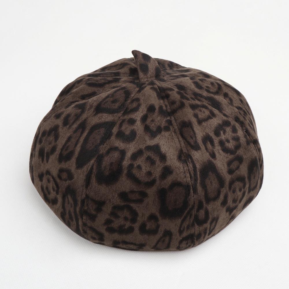 Fashion Leopard Print Beret Women Autumn Winter Thick Warm Hats Trend Hip Hop Women's Hat Vintage Berets Male