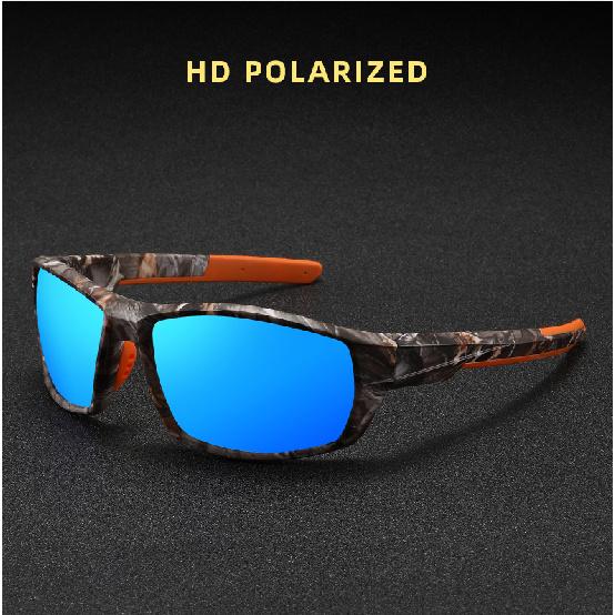 Sports polarized sunglasses, square frame camouflage cycling sunglasses