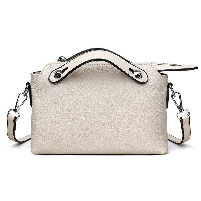 Genuine Leather Handbag, Women's Light Luxury Boston Bag, Shoulder Bag, Elegant Tote Bag, Crossbody Bag