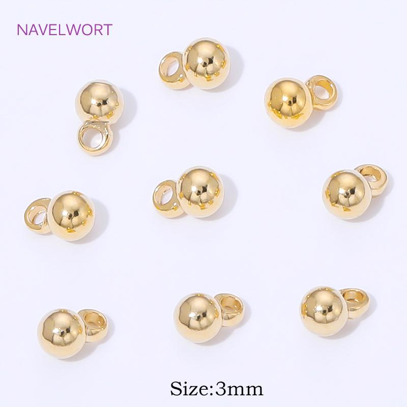 

3/4/5/6mm Brass Round Ball Bead Pendants 18K Gold Plated Solid Ball Pendant Charms For Bracelet Making,DIY Jewelry Accessories 4 pieces