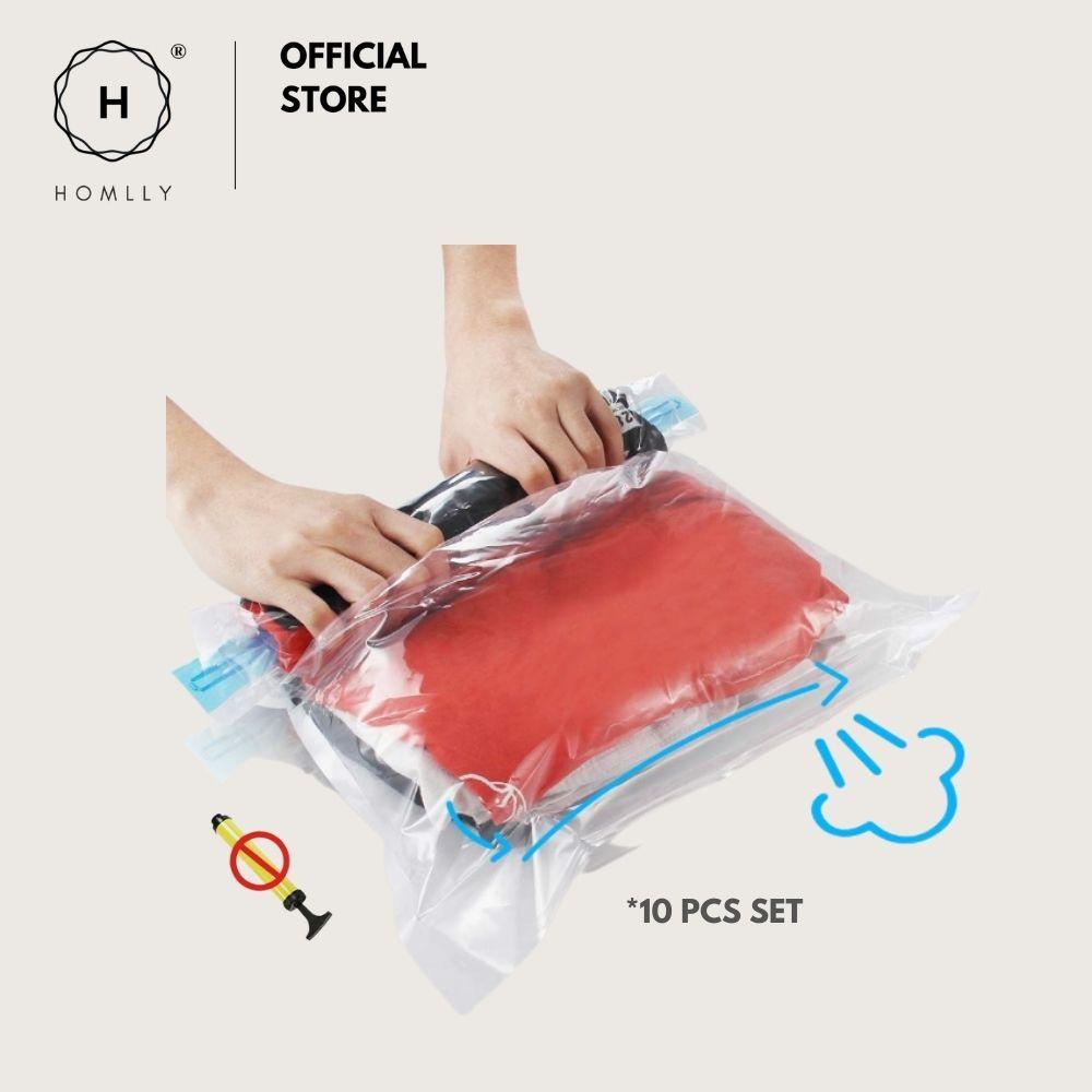 Homlly 10pcs Travel Roll-Up Compression Space Saver Bags - No Vacuum or Pump Needed