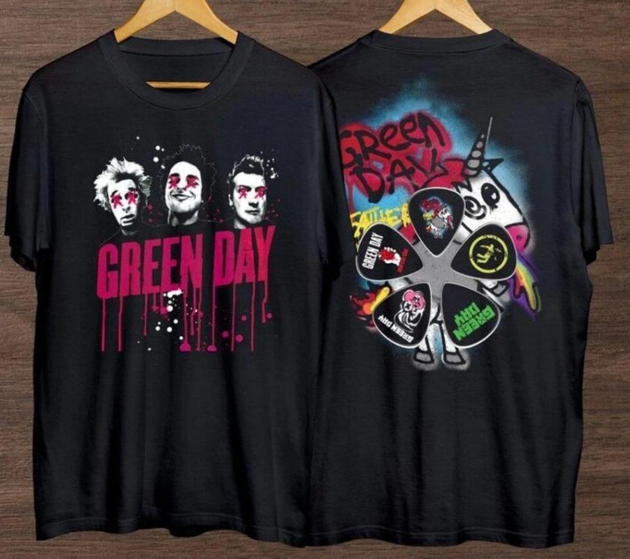 Green Day Müzik Konser Turu Grafik Tişört Punk Rock Band Fan Tişörtü