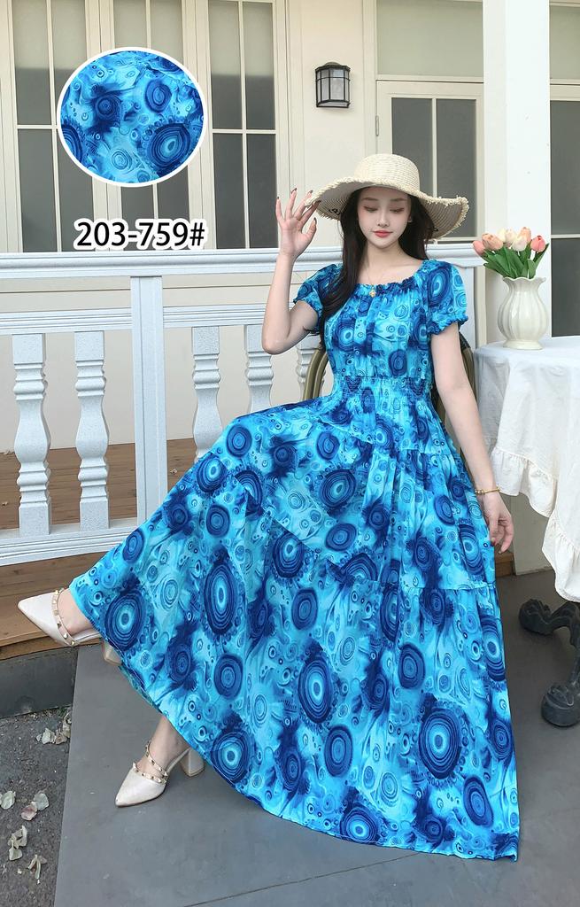 2024 Women's Beach Dress Short Sleeve Floral Dress Cotton Travel Vacation Bohemian Skirt Summer Halter