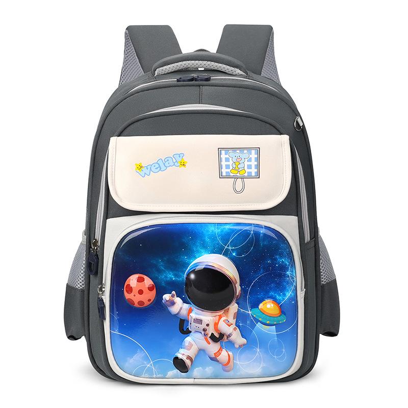 Three-dimensional hard shell boys and girls school bag cute primary school backpack cartoon little dinosaur primary school students spine bag серый