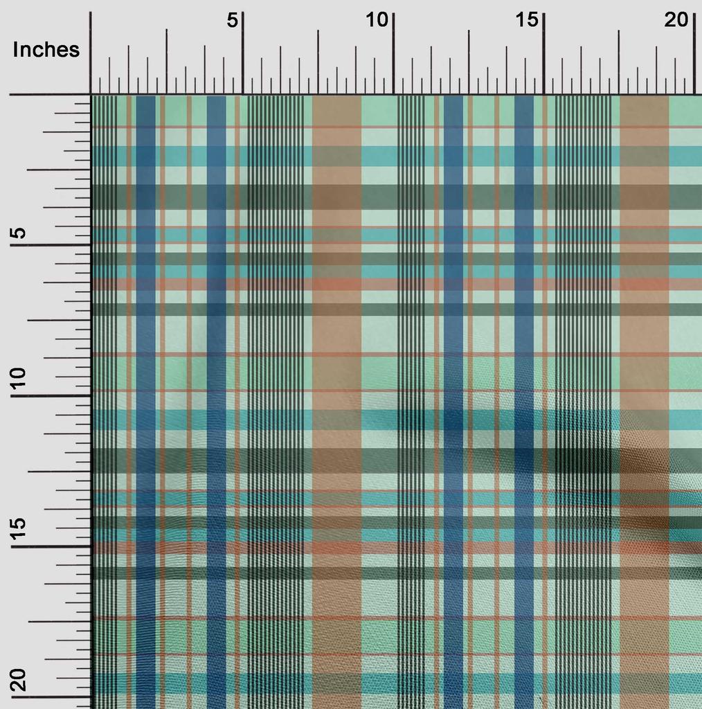 oneOone Cotton Flex Fabric Madras Check Decor Fabric Printed BTY 40 Inch